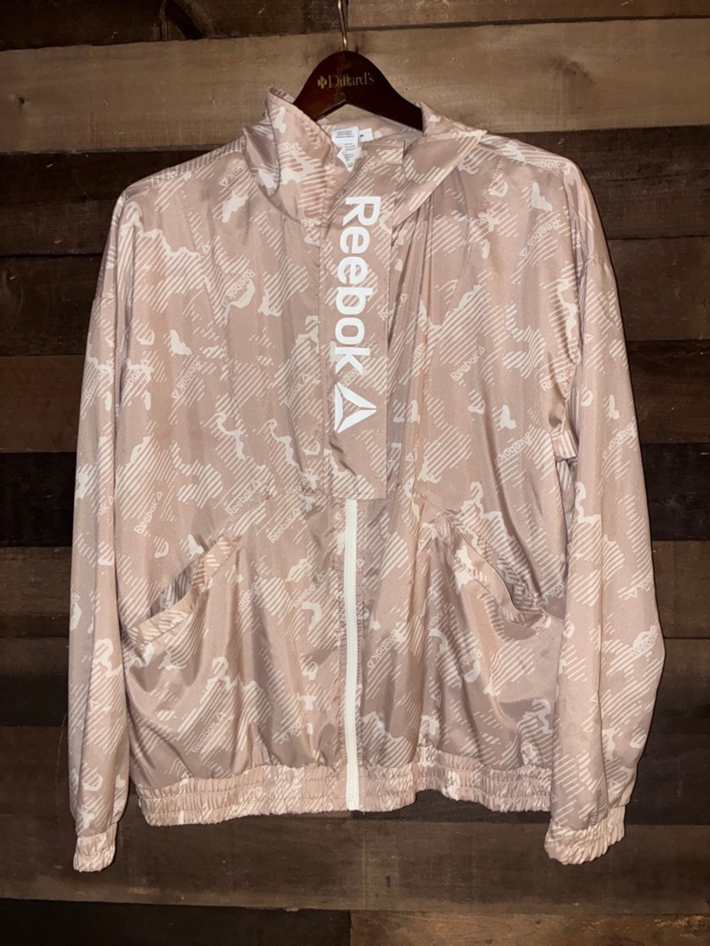 Reebok Light Pink Camo Hooded Windbreaker